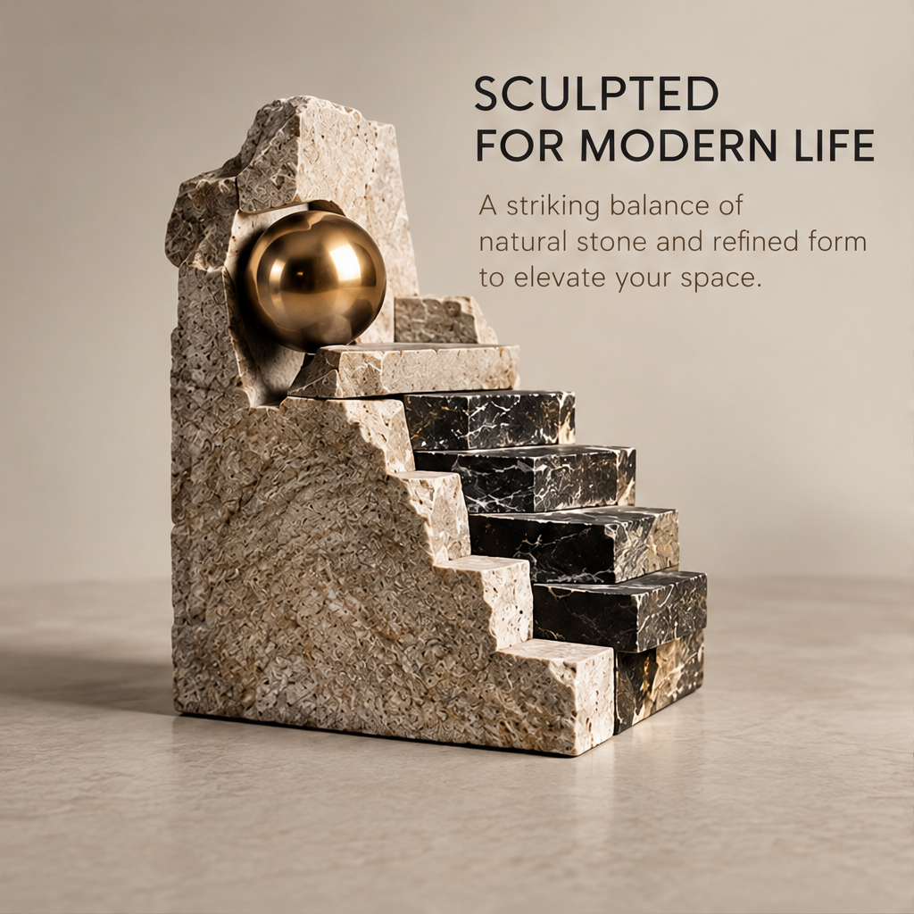 Front angled view of the miniature staircase and textured beige side walls